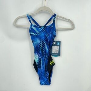Girls sz 22 Michael Phelps blue patterned swimsuit
